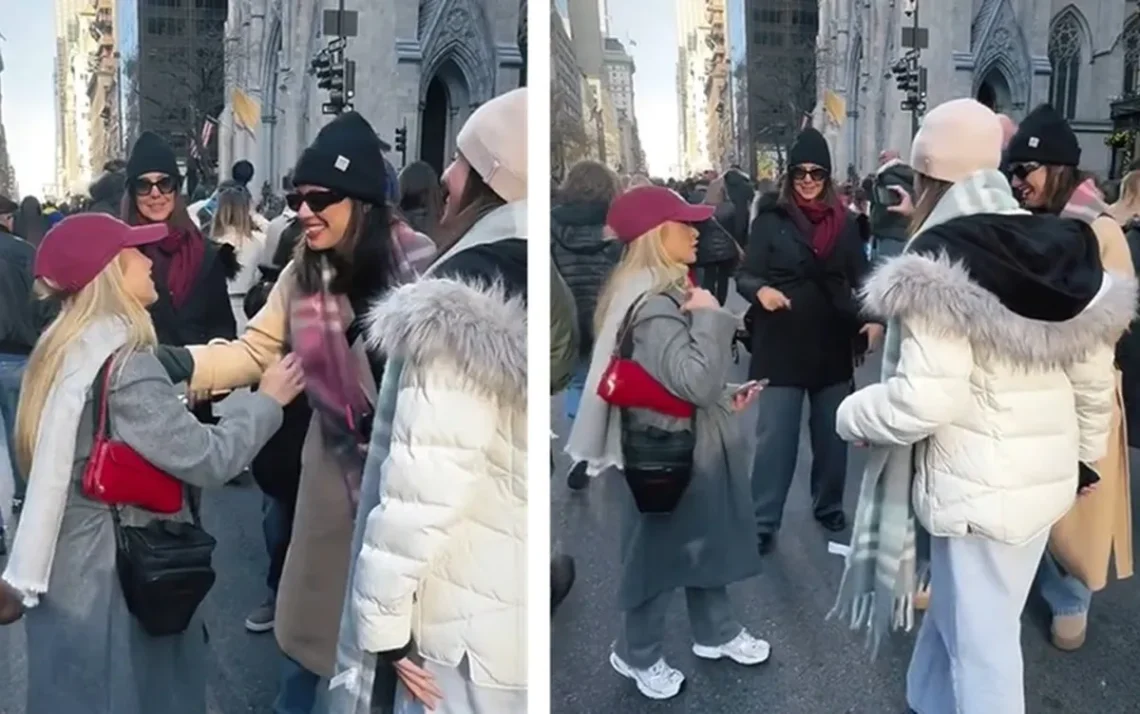 Carla Diaz posa com fãs brasileiros nas ruas de Nova York — Foto: Reprodução/Instagram - Todos os direitos: © Revista Quem